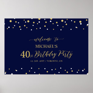 Poster Fête d'anniversaire de 40 ans Bienvenue Confetti O