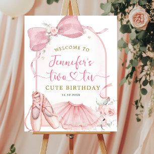 Poster Fête d'anniversaire de ballerine mignonne Coquette