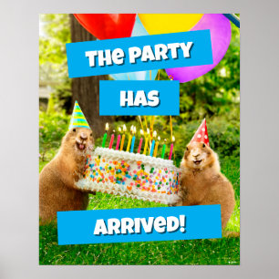 Poster Fête d'anniversaire de chien de prairie