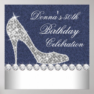 Poster Fête d'anniversaire de Denim et Diamonds
