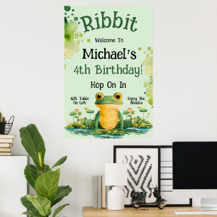 Poster Fête d'anniversaire de grenouille mignonne