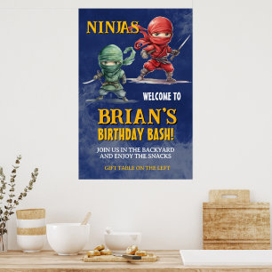 Poster Fête d'anniversaire de guerrier ninja furtif