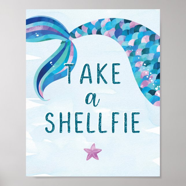 Poster Fête d'anniversaire de la sirène, enseigne à un sh (Devant)