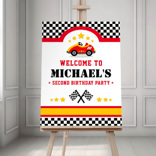 Poster Fête d'anniversaire de la voiture de course