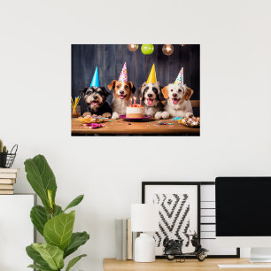 Poster Fête d'anniversaire des chiens