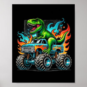 Poster Fête d'anniversaire dinosaure camion monstre Monst