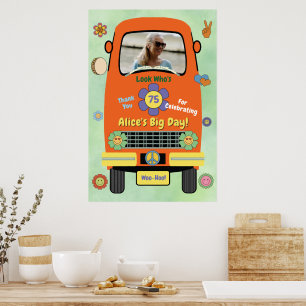 Poster Fête d'anniversaire groovy hippie étape importante