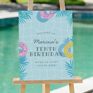 Poster Fête d'anniversaire Moderne de Piscine d'Été