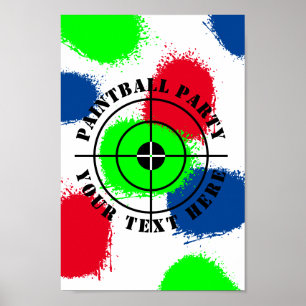 Poster Fête d'anniversaire paintball personnalisée éclabo