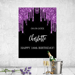 Poster fête d'anniversaire parties scintillant noire pour