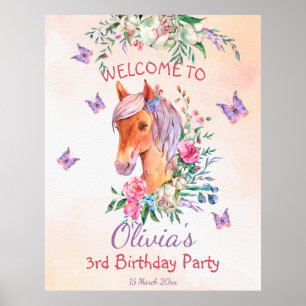 Poster Fête d'anniversaire Pastel rose bébé