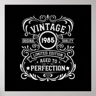 Poster Fête d'anniversaire personnalisée quarante vintage