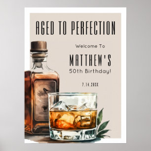 Poster Fête d'anniversaire pour hommes Vieillis à la perf