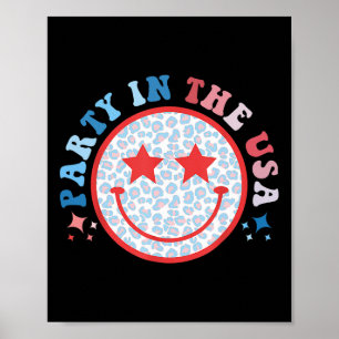 Poster Fête Dans Le Leopard Américain 4 juillet Preppy Sm