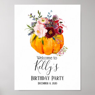 Poster fête d'automne, citrouille, automne, panneau de bi
