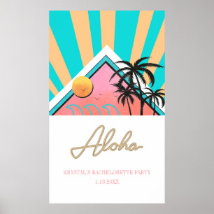 Poster Fête de Bachelorette de Plage Tropicale Chaud Neon