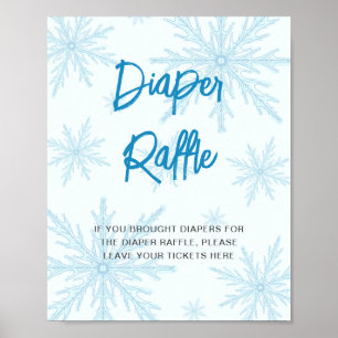 Poster Fête de Bébé aux Flocons de Neige Bleus Modernes T