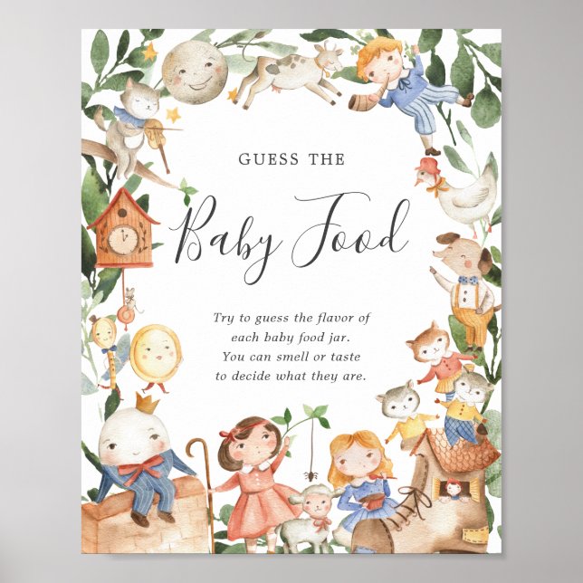 Poster Fête de Bébé Comptines Devinez la Nourriture pour  (Devant)