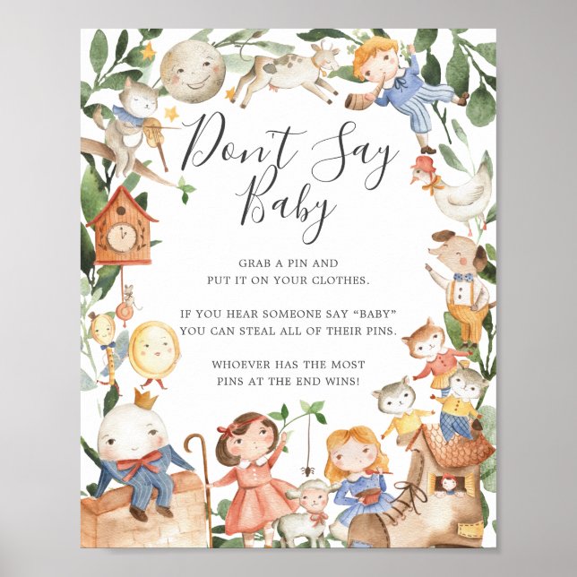 Poster Fête de Bébé Comptines Ne Dis Pas Bébé Panneau (Devant)