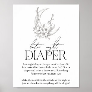 Poster Fête de bébé 'Couche de nuit' sur le thème de la f