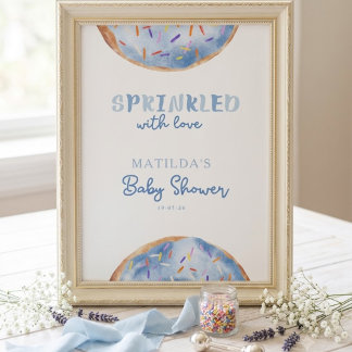 Poster Fête de bébé en douche avec des donuts saupoudrés