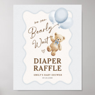 Poster Fête de bébé garçon Ourson en peluche Tirage au so