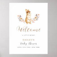 Fête de bébé Lapin Neutre Fleur Sauvage Bienvenue