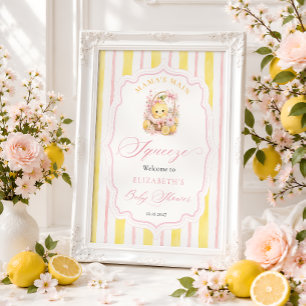 Poster Fête de bébé maman au citron mignon