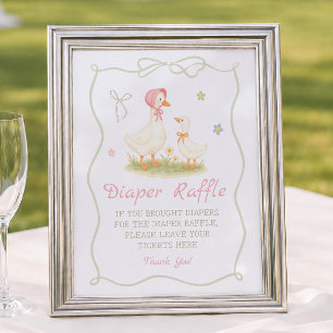 Poster Fête de bébé Mother Goose Rose Fête de couches