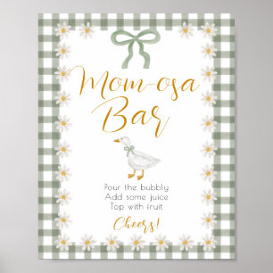 Poster Fête de bébé Silly Goose Green Gingham Mimosa Bar 