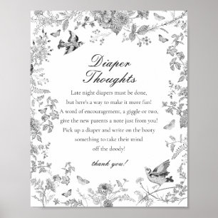 Poster Fête de Bébé Toile de Jouy Noire Idées de Lange
