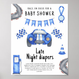 Poster Fête de bébé voiture de course Couches nuit tardiv