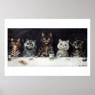 Poster Fête de célibataire de chat vintage par Louis Wain