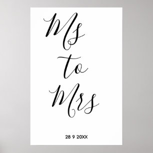 Poster Fête de douche de mariée de Mlle à Mme