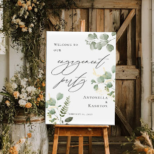 Poster Fête de fiançailles verdure bienvenue