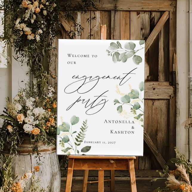 Poster Fête de fiançailles verdure bienvenue (Créateur téléchargé)