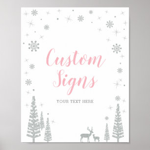 Poster Fête de fille en hiver, enseigne de fête personnal