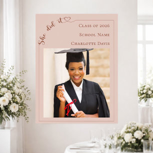 Poster Fête de fin d'études avec photo Rose Fardée de bie