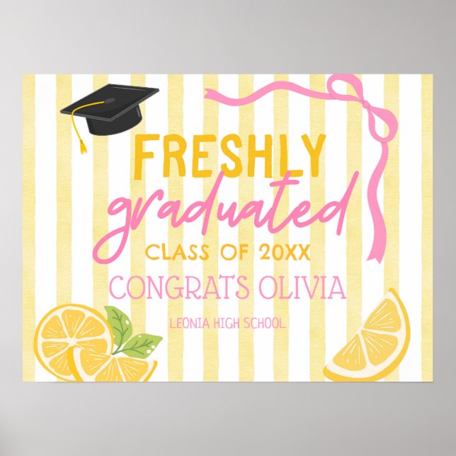 Poster Fête de fin d'études Limonade Fraîchement Diplômé (Devant)