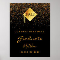 Fête de fin d'études noir or diplômé 2022
