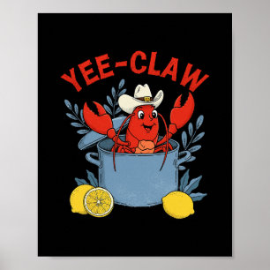 Poster Fête de fruits de mer Yee-claw Western Cowboy écre
