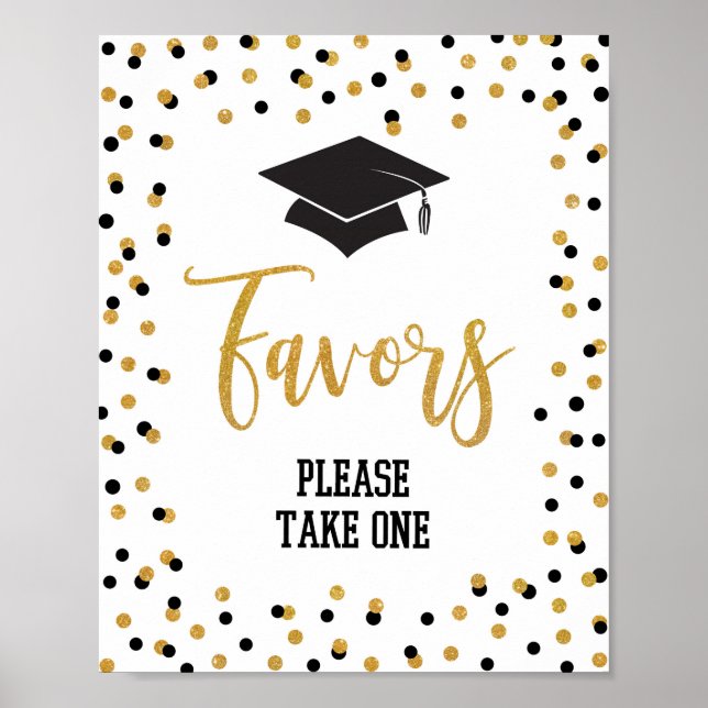 Poster Fête de graduation Favoriser Signer Black Gold Par (Devant)