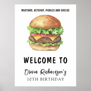 Poster Fête de hamburger aquarelle Anniversaire