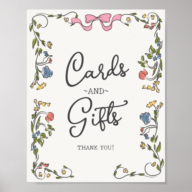 Poster Fête de Jardin Whimsical Cartes et cadeaux floraux (Devant)