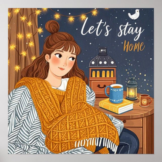 Poster Fête de la nuit aux chandelles Hygge Cosy (Devant)