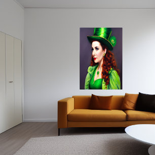 Poster Fête de la Saint-Patrick femmes cheveux rouges   A