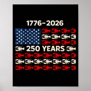 Poster Fête de l'écrevisse Drapeau USA Vintage 250 Ans 17