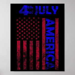 Poster Fête de l'Indépendance Amérique Drapeau 4 juillet 