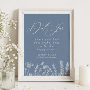 Poster Fête de mariage champêtre Fleur Bleue Bocaux de dr