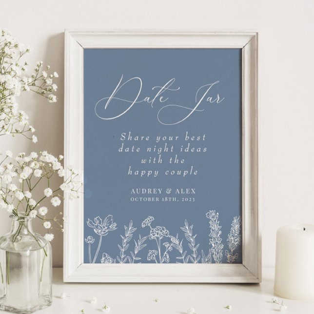 Poster Fête de mariage champêtre Fleur de pervenche Pot d (Créateur téléchargé)